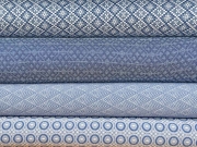 Jacquard R�dchen Bengalin, bleu / weiss