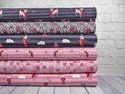 Streifenjersey M�dchen mit Pudelm�tze, altrosa