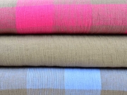 Leinen  Karo Muster, taupe hellblau