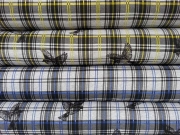 RESTST�CK 83 cm Sweatstoff Schottenkaro & V�gel, grau gelb