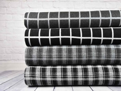 Jacquard Jersey Karomuster Gitternetz, schwarz meliert