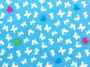 Baumwollstoff kleine Schmetterlinge, weiss hellblau