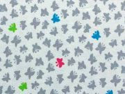 Baumwollstoff kleine Schmetterlinge, hellgrau wei�