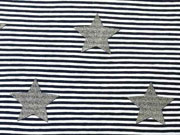 Ringeljersey mit Glitzersternen 5 cm, navy/weiss