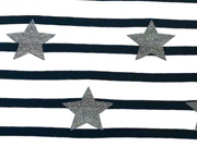 Jersey Streifen mit Glitzersternen 5 cm,navy/weiss