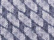 Strickstoff elastisch Doubleface Lace Rauten, rauchblau