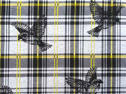 RESTST�CK 83 cm Sweatstoff Schottenkaro & V�gel, grau gelb