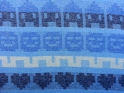 Wollstoff Peru Inkamuster hellblau/dunkelblau