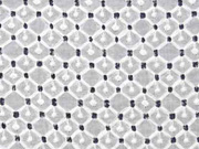 bestickter Bauwmollstoff Gittermuster Punkte, creme