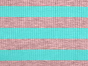 Viskosejersey Streifen gerippt,  aquamarin grau melange