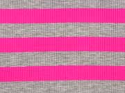 Viskosejersey Streifen gerippt,  pink grau melange