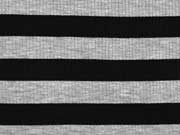 Viskosejersey Streifen gerippt,  schwarz grau melange