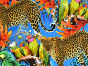 Jersey Digitaldruck Papagaien und Leoparden
