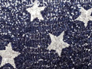 Cocktail Star Paillettenstoff, dunkelblau/silber