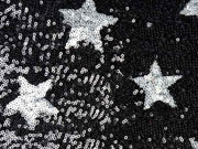 Cocktail Star Paillettenstoff, silber/schwarz