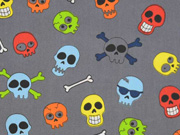 Baumwolle Totenk�pfe, dunkelgrau