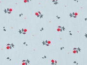 Baumwolle kleine rote Rosen, hellblau