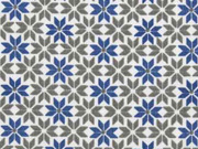 Baumwollstoff Bl�mchen, jeansblau grau