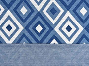 Jacquard Jersey Rauten, jeansblau hellgrau