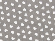 Baumwollstoff kleine wei�e Herzen, taupe