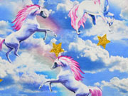 Jersey Digitaldruck Einh�rner & Wolken, hellblau