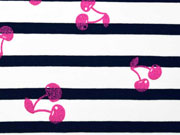 Jersey Streifen & Glitzerkirschen , pink/navy