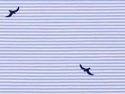 RESTST�CK 35 cm Stretchbaumwolle Streifen & Schwalben, bleu wei�