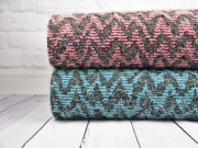 langhaariger Strick Zickzack Glitzer, petrol