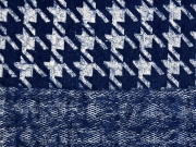 Fransenstrickstoff Hahnentritt, dunkelblau