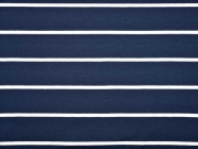 Viskosejersey Streifen, weiss dunkelblau