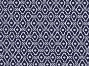 elastischer Jacquard Ornamente, nachtblau-weiss