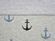 angerauter Sweat Glitzer Anker, grau melange