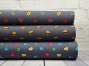 Jersey bunte Herzen, dunkelgrau