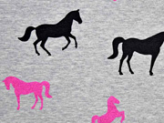 angerauter Sweat Glitzer Pferde, pink grau melange