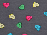 Jersey bunte Herzen, dunkelgrau