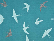 Jaquard Sweat Schwalben Glitzer, petrol