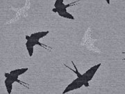 Jacquard Sweat Schwalben Glitzer, schwarz grau