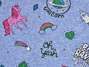 Alpenfleece Sweat Einhorn Oh Yeah Glitzer, jeansblau meliert