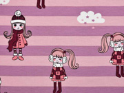 Streifenjersey M�dchen mit Pudelm�tze, altrosa