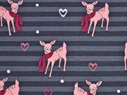 Streifenjersey Rehe & Herzen, dunkelgrau