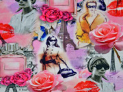 Jersey Digitaldruck Fashionistas in Paris