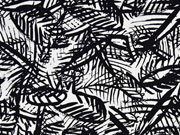 Baumwollsatin wilde Bl�tter schwarz wei�