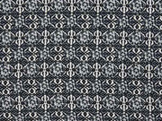 Viskose kleine Ornamente, ecrue grau schwarz