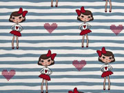 gestreifter Jersey Paris Girls, wei� jeansblau