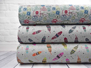 angerauter Sweat Federn, pink hellgr�n