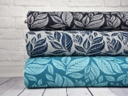 Jaquard Jersey Bl�tter mint auf petrol