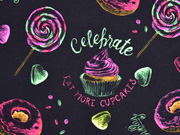 Jersey Digitaldruck Donuts Cupcakes, schwarz