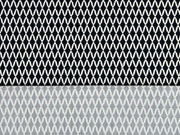 Stretchstoff Rauten Gitternetz, schwarz weiss