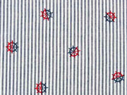 Seersucker Baumwollstoff Streifen Steuerrad, mittelblau