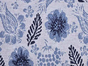 Jacquard Strickjersey Blumen Bl�tter jeansblau